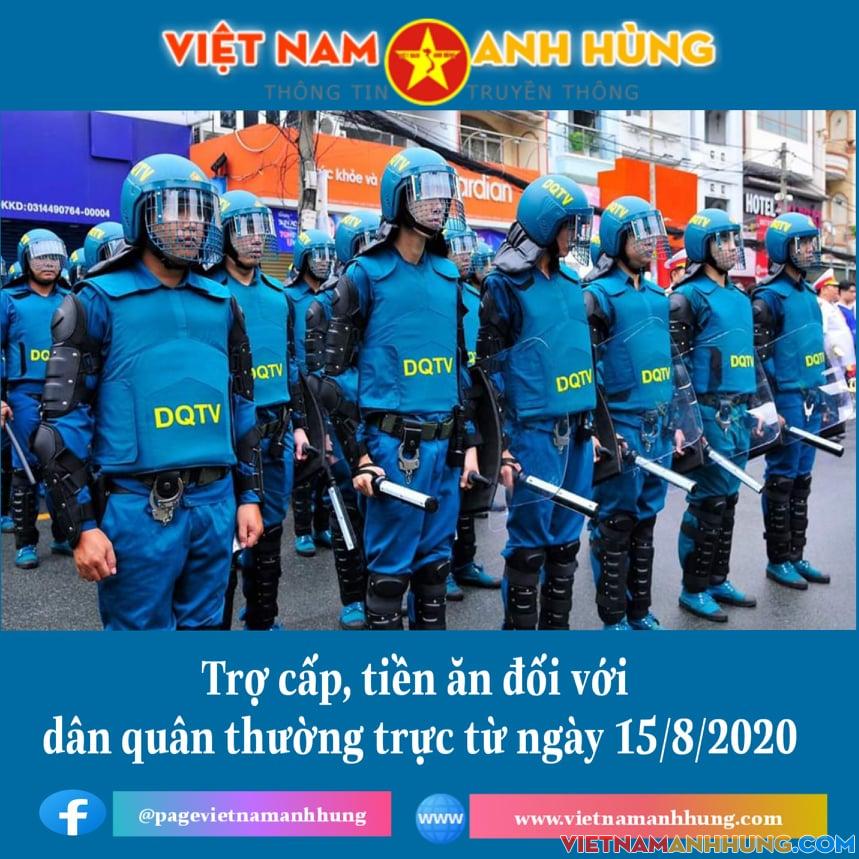 Trợ cấp, tiền ăn đối với dân quân thường trực từ ngày 15/8/2020