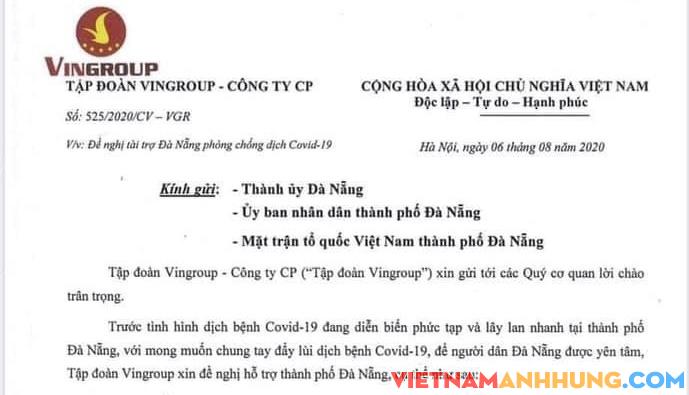 Vingroup tiếp tục hỗ trợ công tác phòng, chống dịch Covid – 19