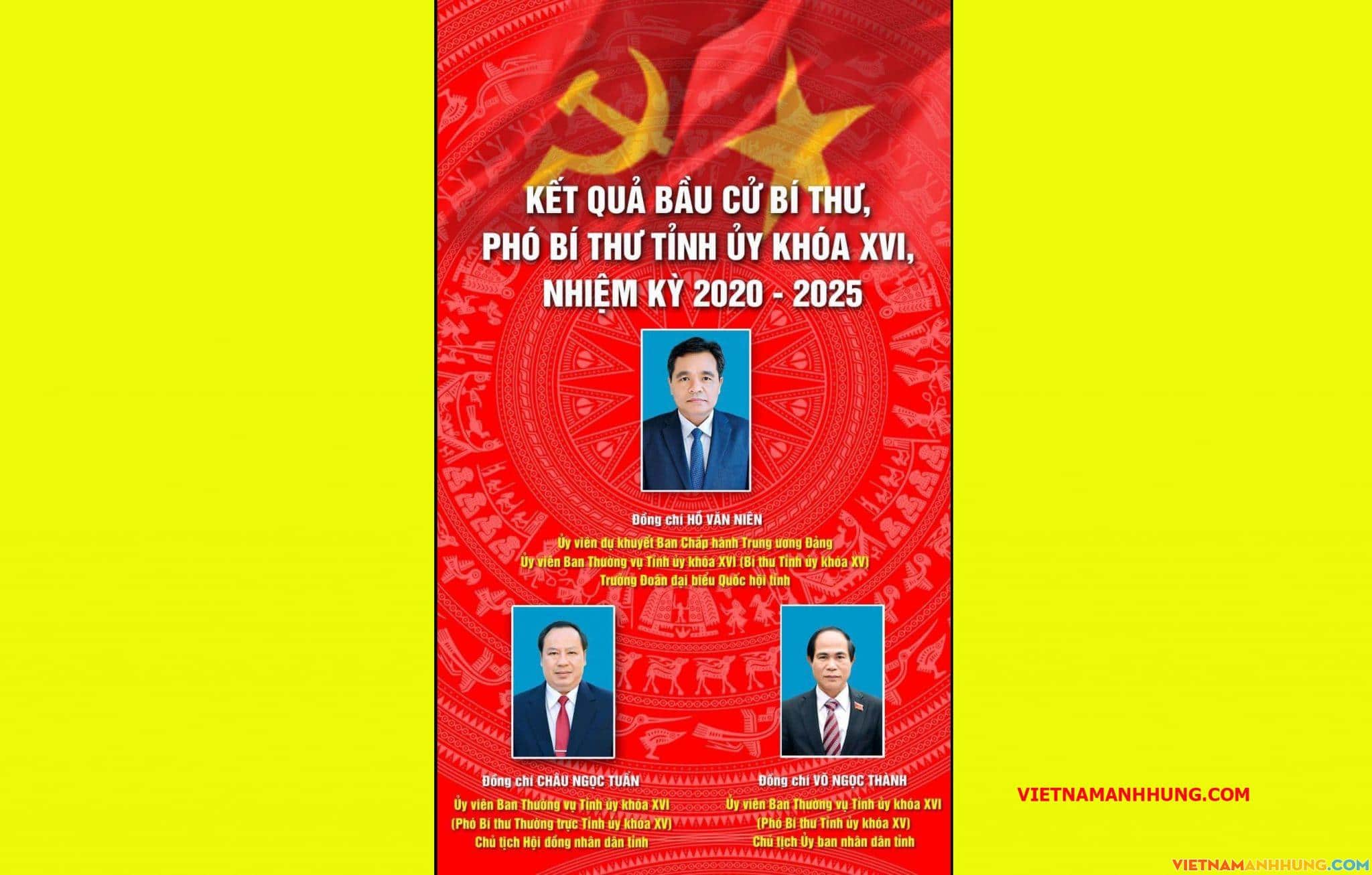 Kết quả bầu Bí thư, Phó Bí thư Tỉnh ủy khóa XVI, nhiệm kỳ 2020 – 2015