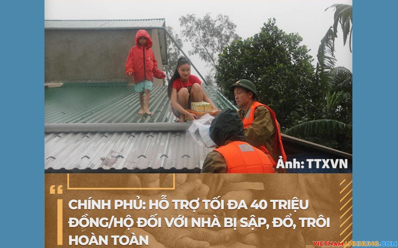 Chính phủ: Hỗ trợ tối đa 40 triệu đồng/hộ đối với nhà bị sập, đổ, trôi hoàn toàn