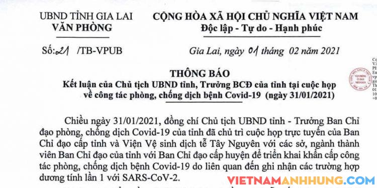 Kết luận của Chủ tịch UBND tỉnh, Trưởng Ban Chỉ đạo phòng, chống dịch Covid-19 của tỉnh tại cuộc họp ngày 31/01/2021