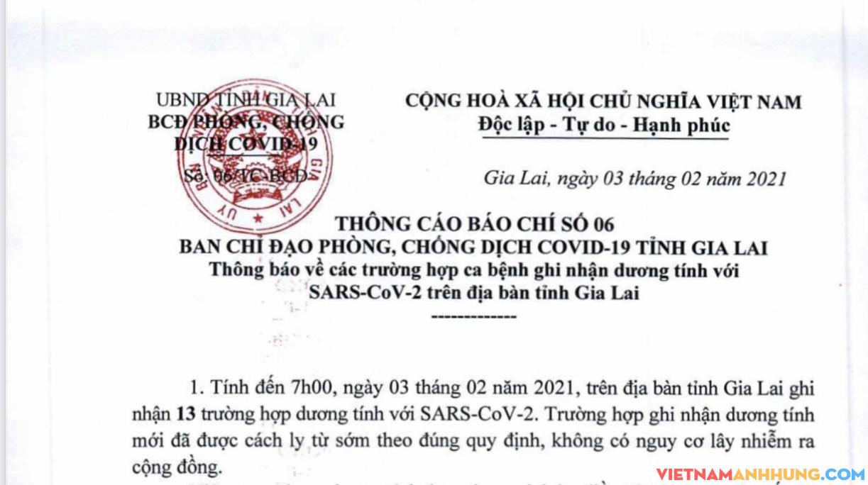 Thông cáo báo chí số 06