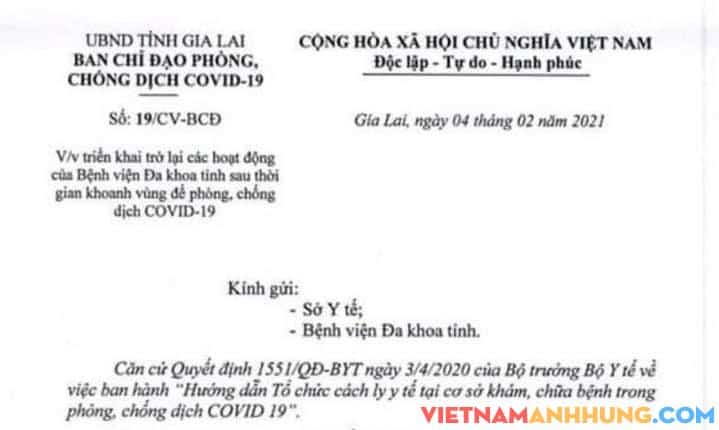 Bệnh viện Đa khoa tỉnh Gia Lai hoạt động trở lại vào chiều nay 13 giờ 00 phút ngày 04/02/2021
