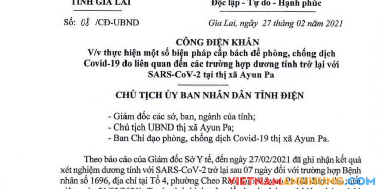 Đoàn viên, người lao động chú ý, đã xuất hiện trường hợp tái dương tính với SARS-CoV-2 trên địa bàn tỉnh Gia Lai.