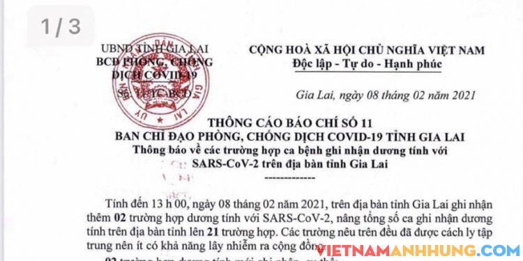 Thông cáo báo chí số 11 về tình hình phòng, chống dịch Covid-19
