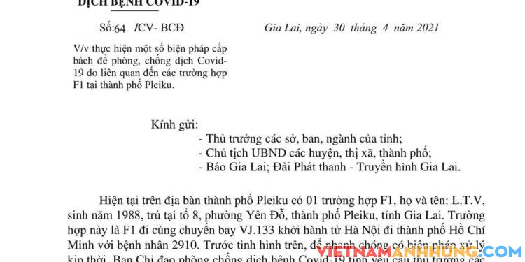 Ban Chỉ đạo phòng, chống dịch Covid-19 tỉnh Gia Lai yêu cầu thực hiện một số biện pháp cấp bách để phòng, chống dịch bệnh Covid-19