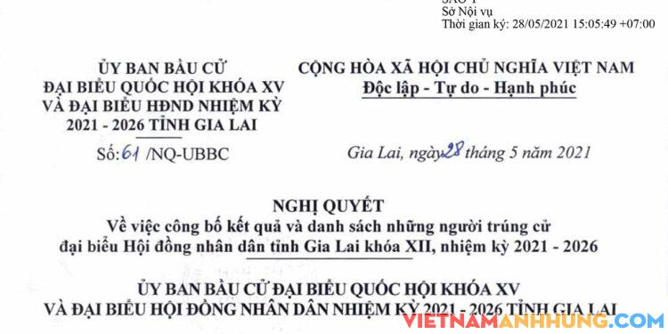 Công bố danh sách 71 người trúng cử đại biểu HĐND tỉnh Gia Lai nhiệm kỳ 2021-2026