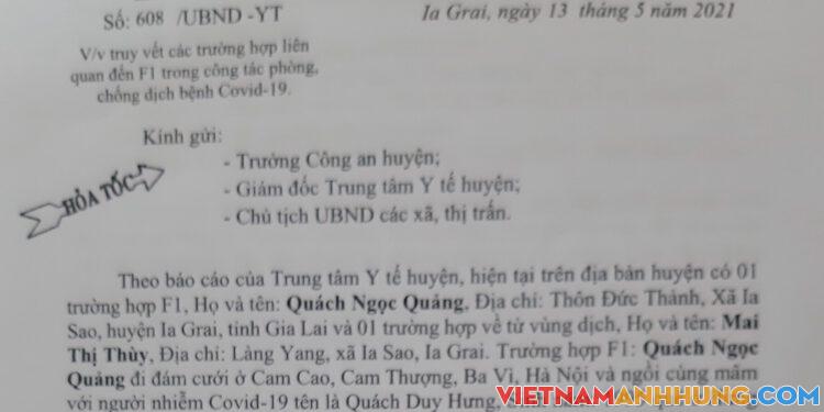 HỎA TỐC – IAGRAI: Truy vết các trường hợp liên quan đến F1 trong công tác phòng, chống dịch bệnh Covid-19.