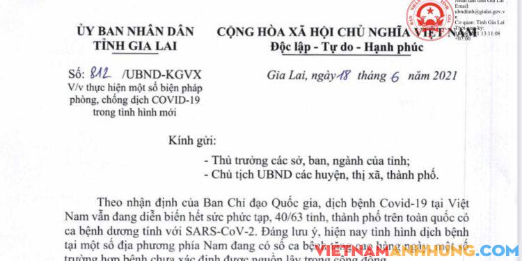 Công văn của UBND tỉnh Gia Lai về