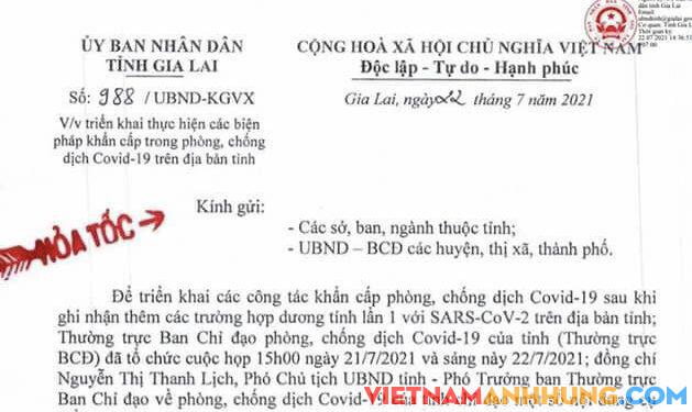 Hỏa tốc. Phong tỏa tạm thời nhà của đối tượng F0 tại phường Yên Đỗ, cụm dân cư/khu phố và phòng mạch bác sỹ T (đường ĐTĐ) phường Diên Hồng, TP.Pleiku…