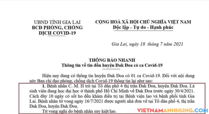 Gia Lai: Thông tin về tin đồn huyện Đak Đoa có ca Covid-19 là không đúng sự thật
