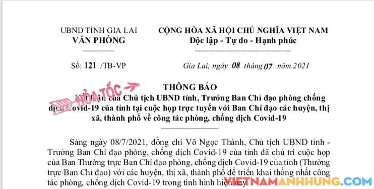 Gia Lai: Thực hiện nghiêm các quy định sau kể từ 00h ngày 09/7/2021 để phòng, chống dịch Covid-19