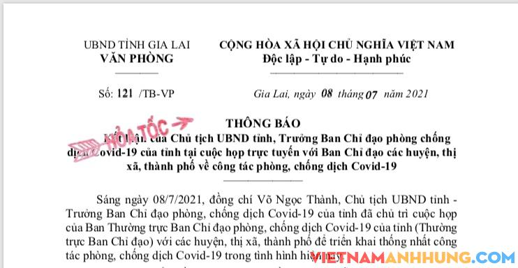 Gia Lai: Thực hiện nghiêm các quy định sau kể từ 00h ngày 09/7/2021 để phòng, chống dịch Covid-19