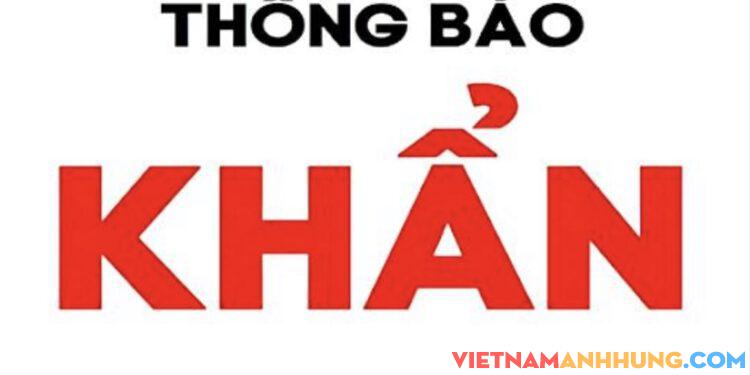 Thông báo khẩn ngày 26/8/2021