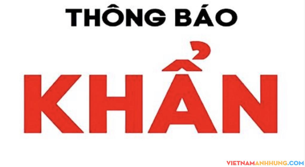 Thông báo khẩn ngày 26/8/2021