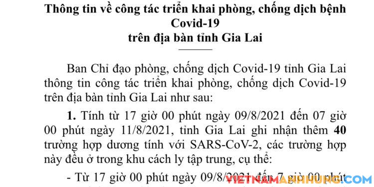 Thông báo số 104: Thông tin về công tác phòng, chống dịch Covid-19