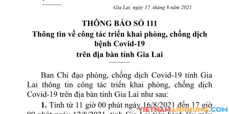 Thông báo 111: Gia Lai ghi nhận thêm 10 trường hợp dương tính với Sars-CoV-2 trong khu cách ly và giám sát y tế tại nhà