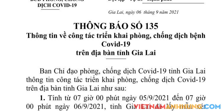 Thông báo 135: Gia Lai ghi nhận thêm 04 trường hợp dương tính với Sars-CoV-2