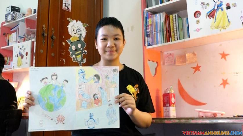 Bệnh nhi ung thư vẽ ‘siêu anh hùng’ chống dịch