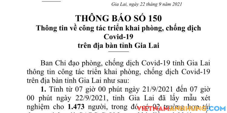 Thông báo số 150: Liên quan đến tình hình phòng, chống dịch Covid-19 trên địa bàn tỉnh