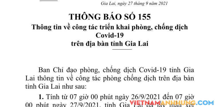 Thông báo 155: Gia Lai ghi nhận thêm 02 trường hợp dương tính với Sars-CoV-2