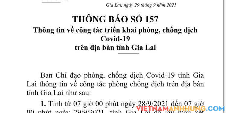 Thông báo 157: Gia Lai ghi nhận thêm 03 trường hợp dương tính