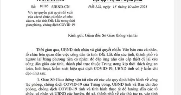 Đắk Lắk sẽ thu hồi văn bản giao Sở GTVT xác nhận ra vào tỉnh