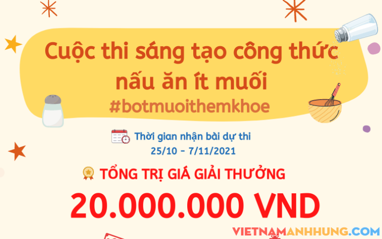 Cuộc thi online sáng tạo công thức nấu ăn “Bớt muối, thêm khỏe”