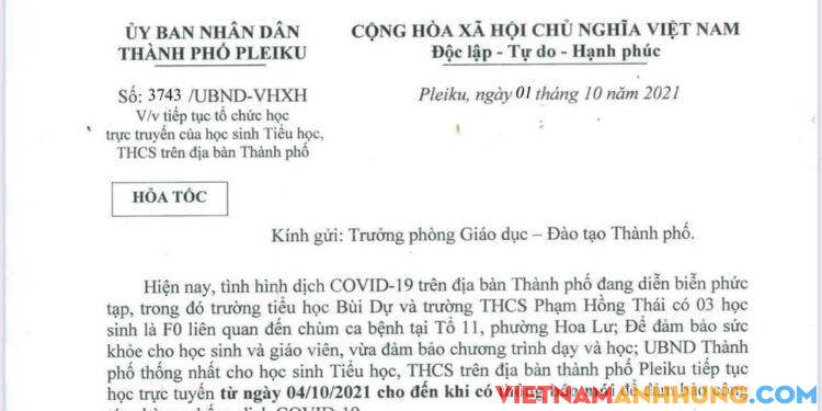 Tiếp tục cho học sinh học trực tuyến đến khi có thông báo mới