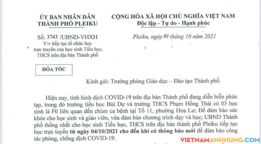 Tiếp tục cho học sinh học trực tuyến đến khi có thông báo mới