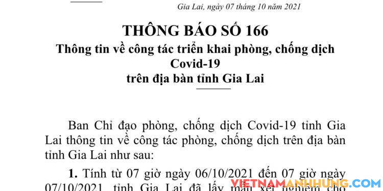 Thông báo 166: Gia Lai ghi nhận thêm 45 trường hợp dương tính với Sars-CoV-2 đi từ vùng dịch về