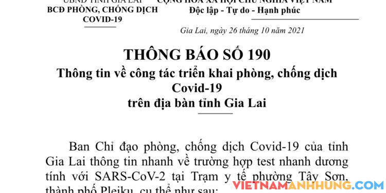 Thông báo 189: Thông tin về lịch trình ca dương tính Sars-CoV-2 mới