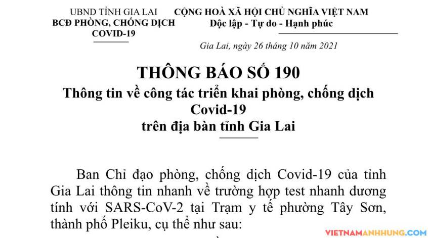 Thông báo 189: Thông tin về lịch trình ca dương tính Sars-CoV-2 mới