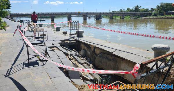 Kè hơn 100 tỉ ở Hội An sụt lún do xe tải và ống nước của người dân