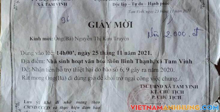 Được hỗ trợ 2.000 đồng thiệt hại do bão