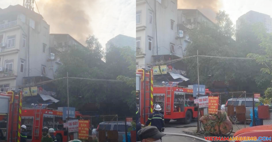 Giải cứu 4 người mắc kẹt đám cháy khu tập thể Thành Công