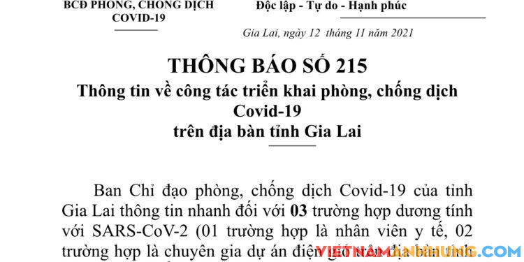 Thông báo 215: Thông tin nhanh về 03 trường hợp dương tính với Sars-CoV-2 trên địa bàn thành phố Pleiku