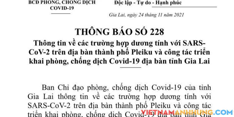 Thông báo 228: Thông tin nhanh về 39 trường hợp dương tính với Sars-CoV-2 vào chiều 24/11/2021