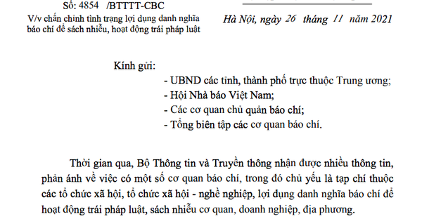 Chấn chỉnh tình trạng lợi dụng danh nghĩa báo chí để sách nhiễu