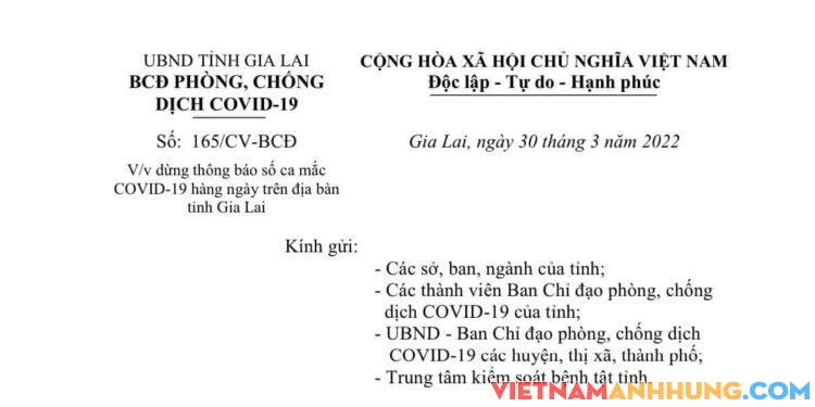 Từ ngày 1-4, Gia Lai dừng thông báo số ca mắc Covid-19 hàng ngày
