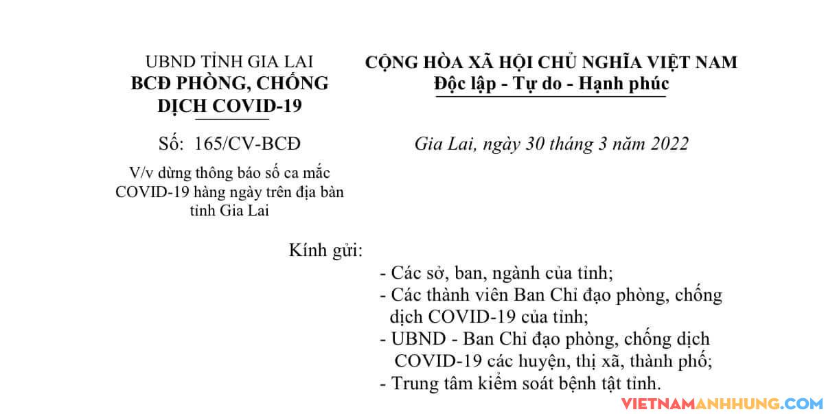 Từ ngày 1-4, Gia Lai dừng thông báo số ca mắc Covid-19 hàng ngày