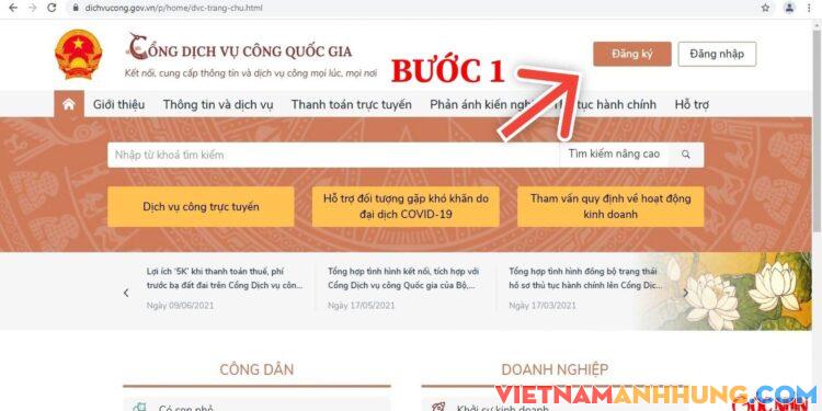 Hướng dẫn đăng ký tài khoản trên Cổng dịch vụ công quốc gia