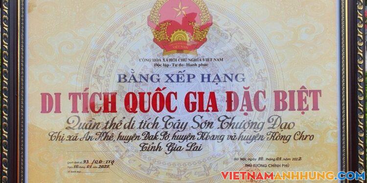 An Khê: Trao bằng xếp hạng di tích Quốc gia đặc biệt “Quần thể Tây Sơn Thượng đạo”
