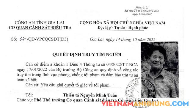 Gia Lai: Truy tìm ông Nguyễn Văn Thưởng bị tố giác chiếm đoạt tài sản