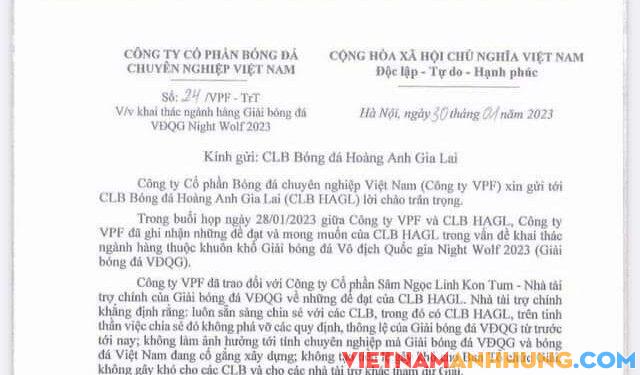 Nóng: VPF và Câu lạc bộ HAGL chưa tìm được tiếng nói chung